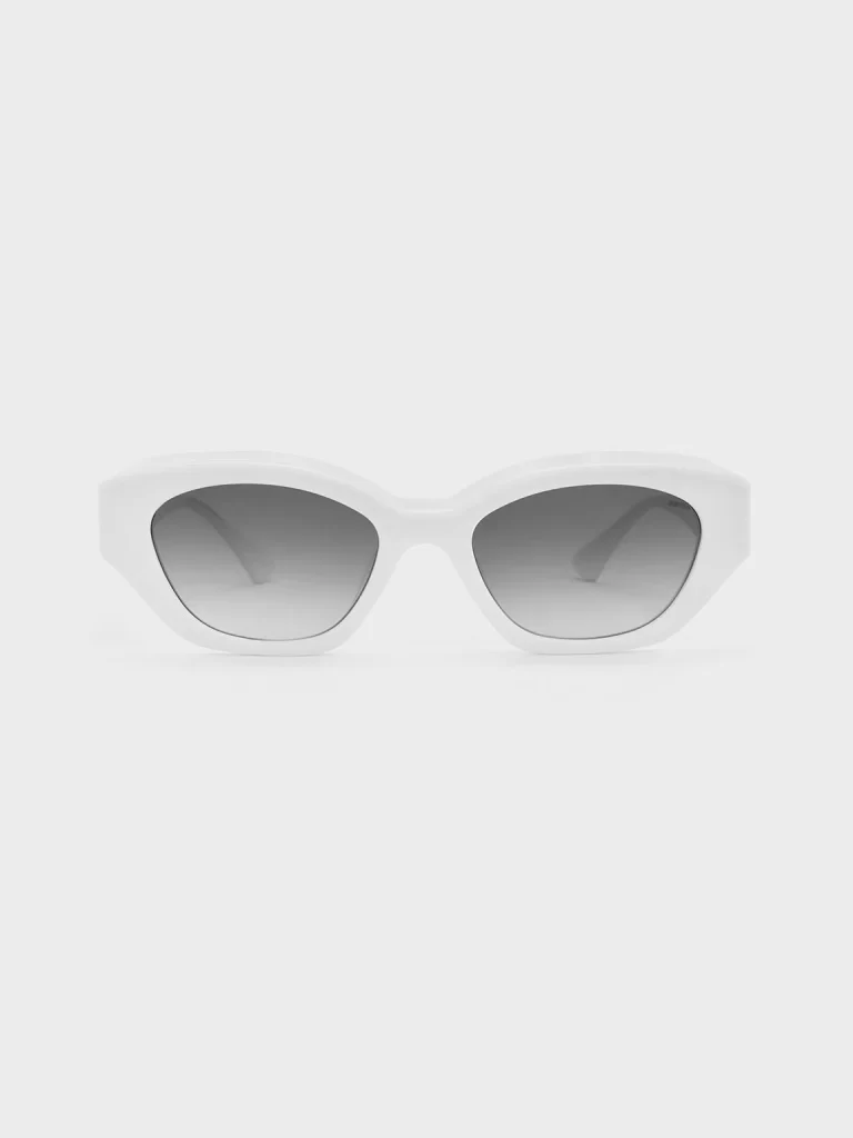 Recycled Acetate Geometric-Frame Cateye Sunglasses - White charles and keith spring collection